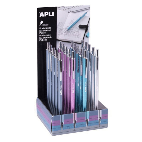Lapiseira Apli 0.7mm com minas de cores metálicas - lapiseira escolar criativa