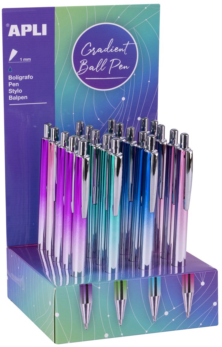 Esferográfica Apli Gradient Ball Pen com cores graduais - caneta escolar colorida